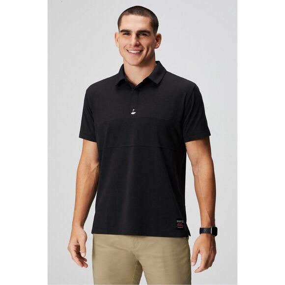 FABLETICS Men’s Black 24-7 Short Sleeve Polo Shirt Size  Large - Picture 1 of 6